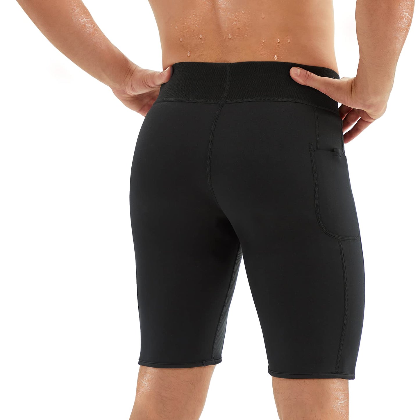 Junlan Sweat Shorts for Men Sauna Suit Mens Body Shaper Sweat Sauna Neoprene Shorts(Black, X-Large)