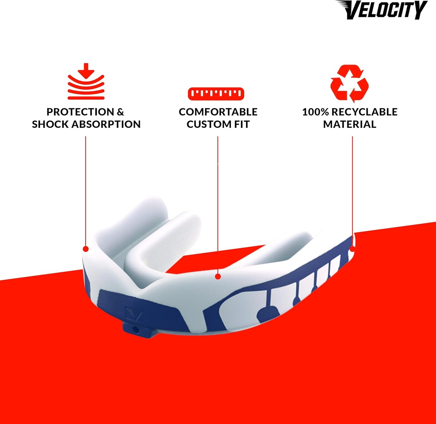 Velocity Champion Junior Mouthguard - 2 Pack in Black & Carolina Blue | Ages 5-10 - Perfect for Sports & Martial Arts