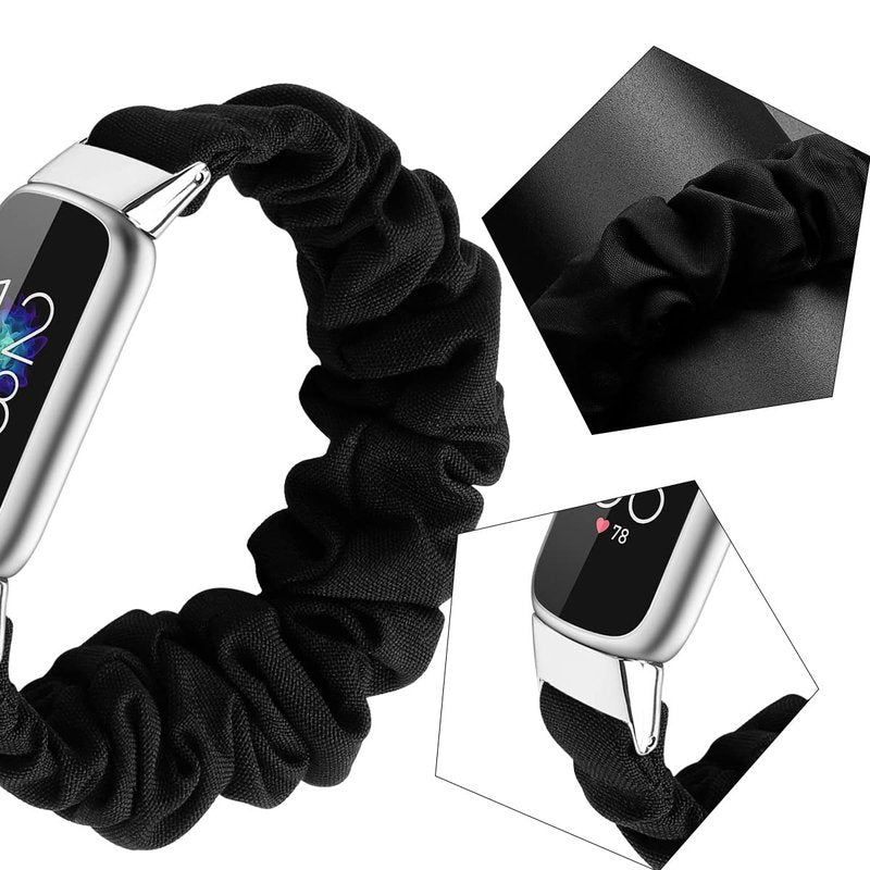 GTHY Scrunchie bands Compatible with Fitbit Charge 5 Band,For Women,Replacement Strap,Large Small,Elastic Fabric Pattern Wristbands Soft Cloth watch band For Charge 5 (6Color, Small)