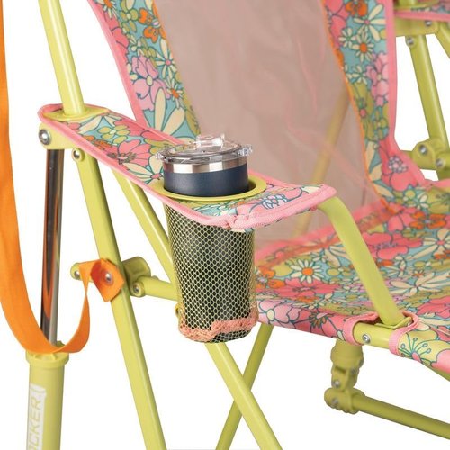 GCI Outdoor Comfort Pro Rocker Camping Chair - Portable Folding Rocking Chair with Durable Armrests & Drink Holder - Floral