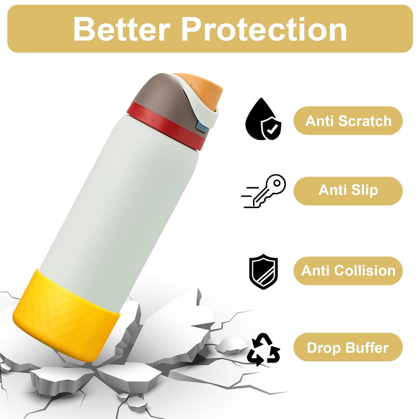 YOUCOX Silicone Boot for Owala Water Bottle 24 oz, Anti-Slip Protective Sleeve for FreeSip/Twist/Flip Stainless Steel Water Bottles, Bottom Cover for Owala Accessories, BPA Free, Dishwasher Safe