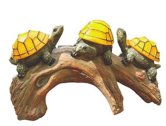 TIBLEN Solar Powered Turtles on Log Outdoor Decor - LED Garden Light, Outdoor Statues, Gifts for Mom, Grandma, Birthday - Turtle Solar Light for Outdoors