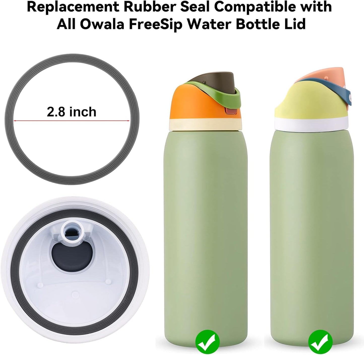 Owala | Rubber Gasket Replacement for FreeSip Water Bottles | 4-Pack Silicone O-Ring Seals
