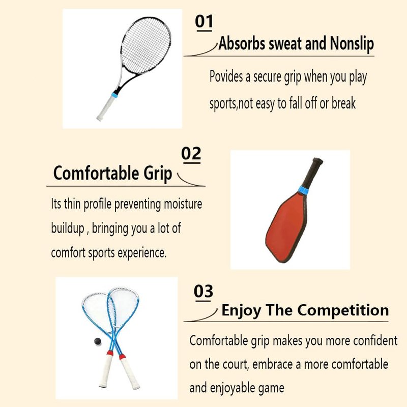 Tennis Racquet Grips Ring Tennis Racket Silicone Racquet Grip Ring Band Good Elasticity Non Slip for Tennis Badminton Squash Baseball Racquet Handle 5 PCS,Blue
