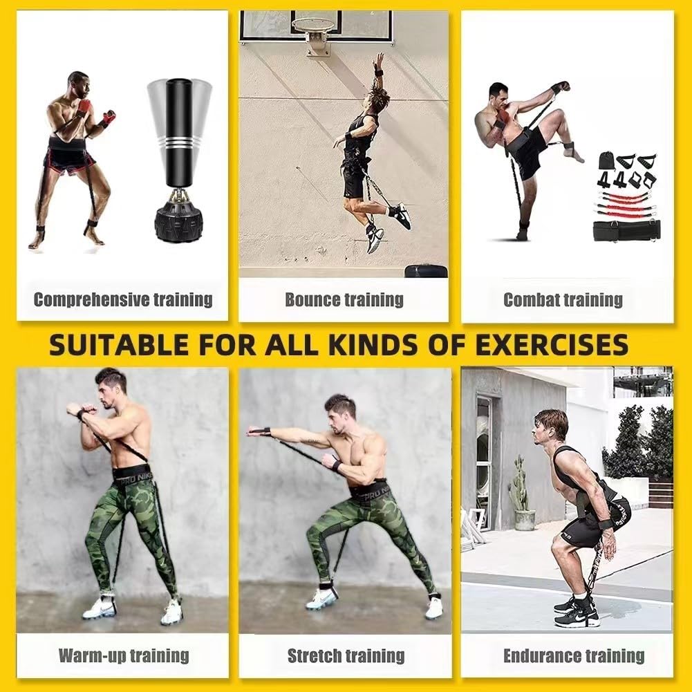 OYINDIZ Boxing Resistance Bands, Leg Strength and Agility Speed Trainer Exercise Full Body Physical Workout Power Punch Pro for MMA, Volleyball Basketball Football Training Equipment