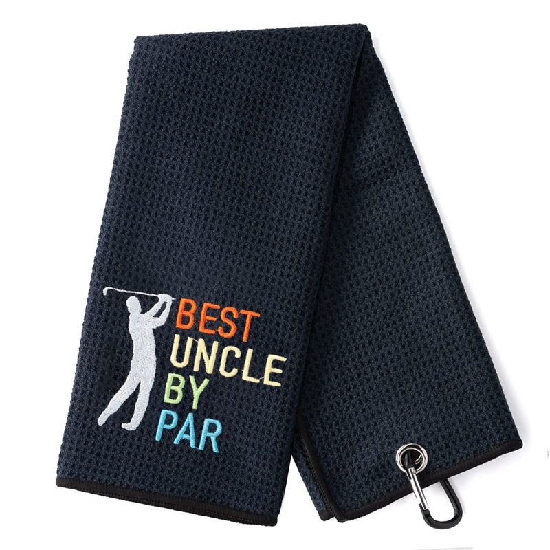 DYJYBMY Best Uncle by Par Embroidered Golf Towel with Clip, Funny Golf Accessories for Men, Father's Day Appreciation Gifts for Uncle Dad Husband Grandpa, Birthday Retirement Gifts for Golfer Family