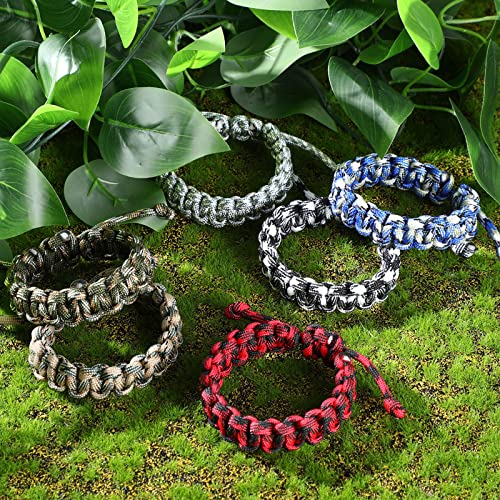 Bonuci 12 Pack Paracord Survival Bracelets Adjustable Outdoor Gear