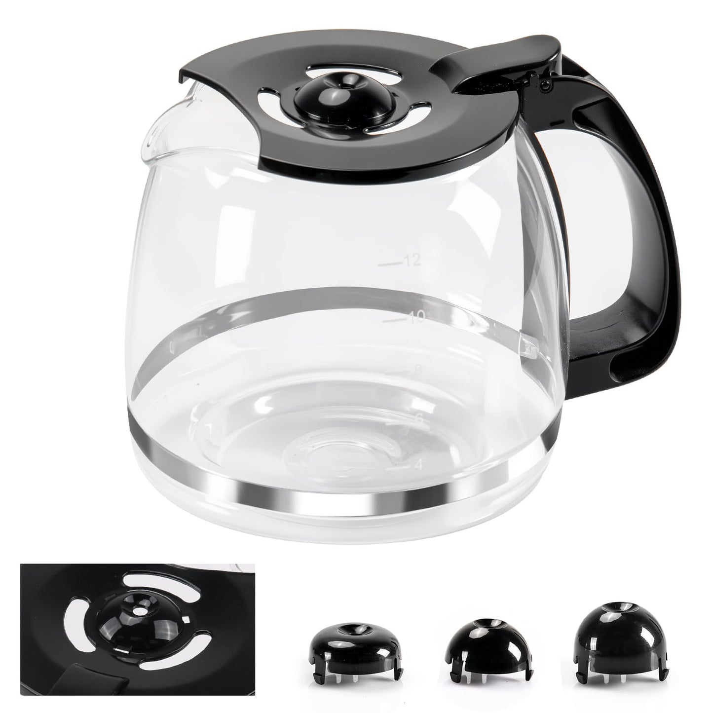 12-Cup Glass Coffee Carafe Replacement Pot Compatible with Hamilton Beach FlexBrew 12 Cup Coffee Maker 49902, 49904, 49915, 49905, 49317, 49467, 49611