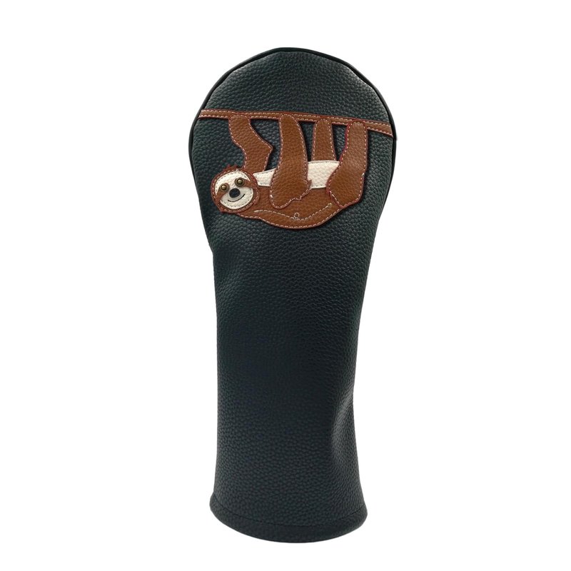 Sloth PU Leather Golf Club Covers Driver Headcovers Fairway Woods Hybrid Protector with Interchangeable Number Tag