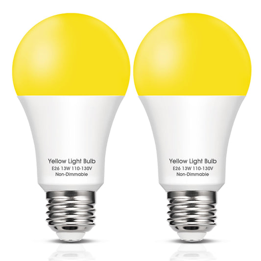 Yellow Bug Light Bulbs Outdoor, 150W Equivalent A19 Yellow Bug Lights for Outside, 13W High Brightness 1800K for Porch Lights, Not-Dimmable A19 Bulb for Patio, Deck, Backyard, Hallway, 2 Pack