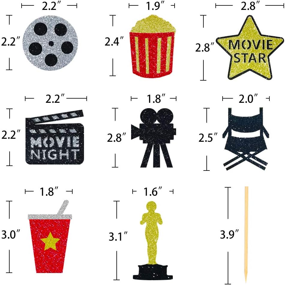 Regine Switzerland Theater Cupcake Toppers - Fun Movie Night Cake Decorations | Set of 24