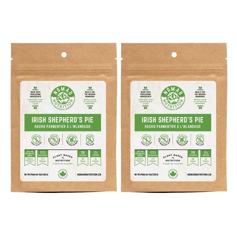 Nomad Nutrition Irish Shepherd’s Pie | Instant Freeze Dried Backpacking & Camping Food | Plant-Based, Non-GMO Hiking Meals with High-Energy, Vegan, Gluten-Free | 56g - 2 Pack