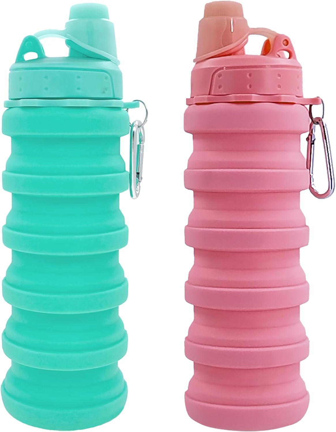 Skiennix Collapsible Water Bottle - Portable 500ml Silicone Travel Bottle with Mountaineering Buckle