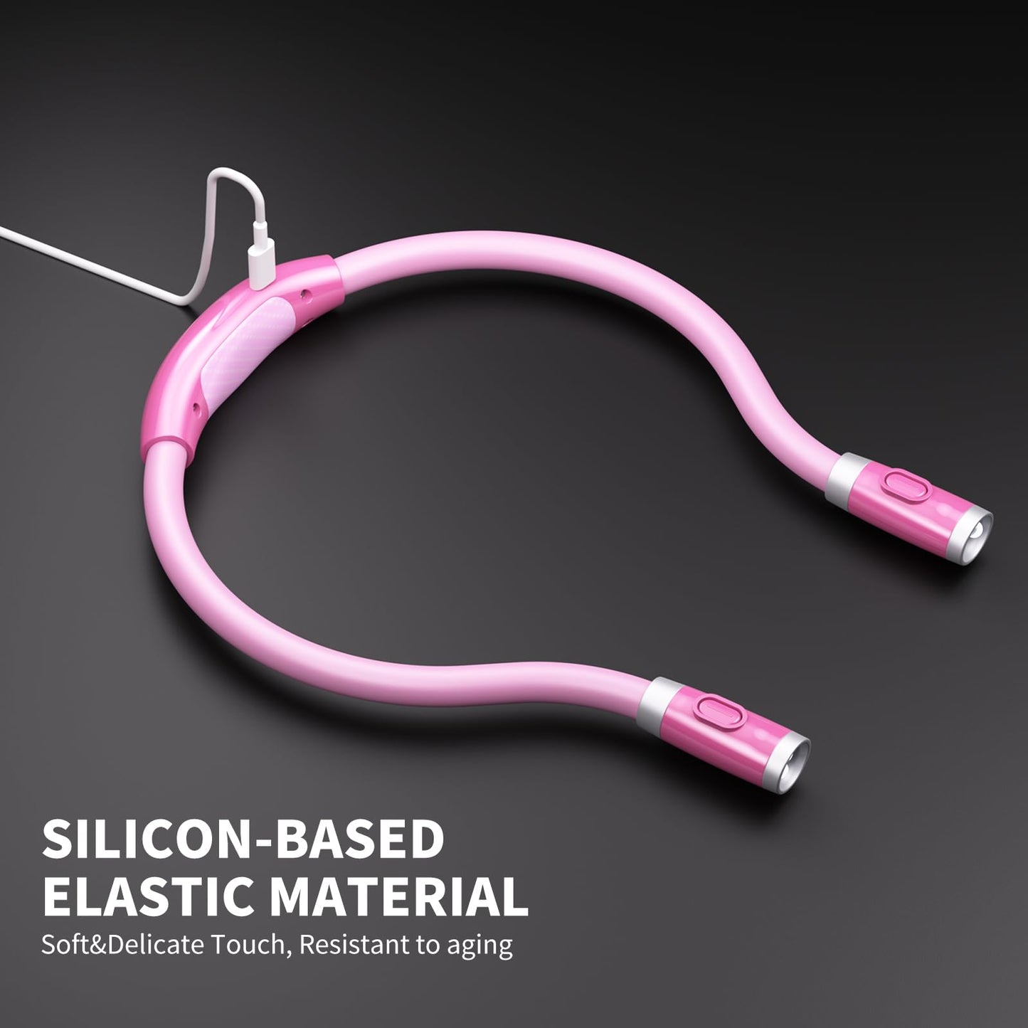 LUXJET Neck Reading Light & Book Light for Reading in Bed - Hands Free, 6 Brightness Levels, 360° Flexible Arms, 80-Hour Rechargeable - Reading, Knitting, Camping, Repairing (Pink-New)