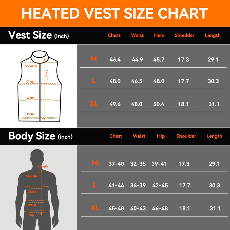Cosy Life Heated Vest for Men with 20000mAh Battery Pack and 15 Heating Zones, Up to 11 Hours of Heat, Lightweight for Hunting, Hiking & Golf