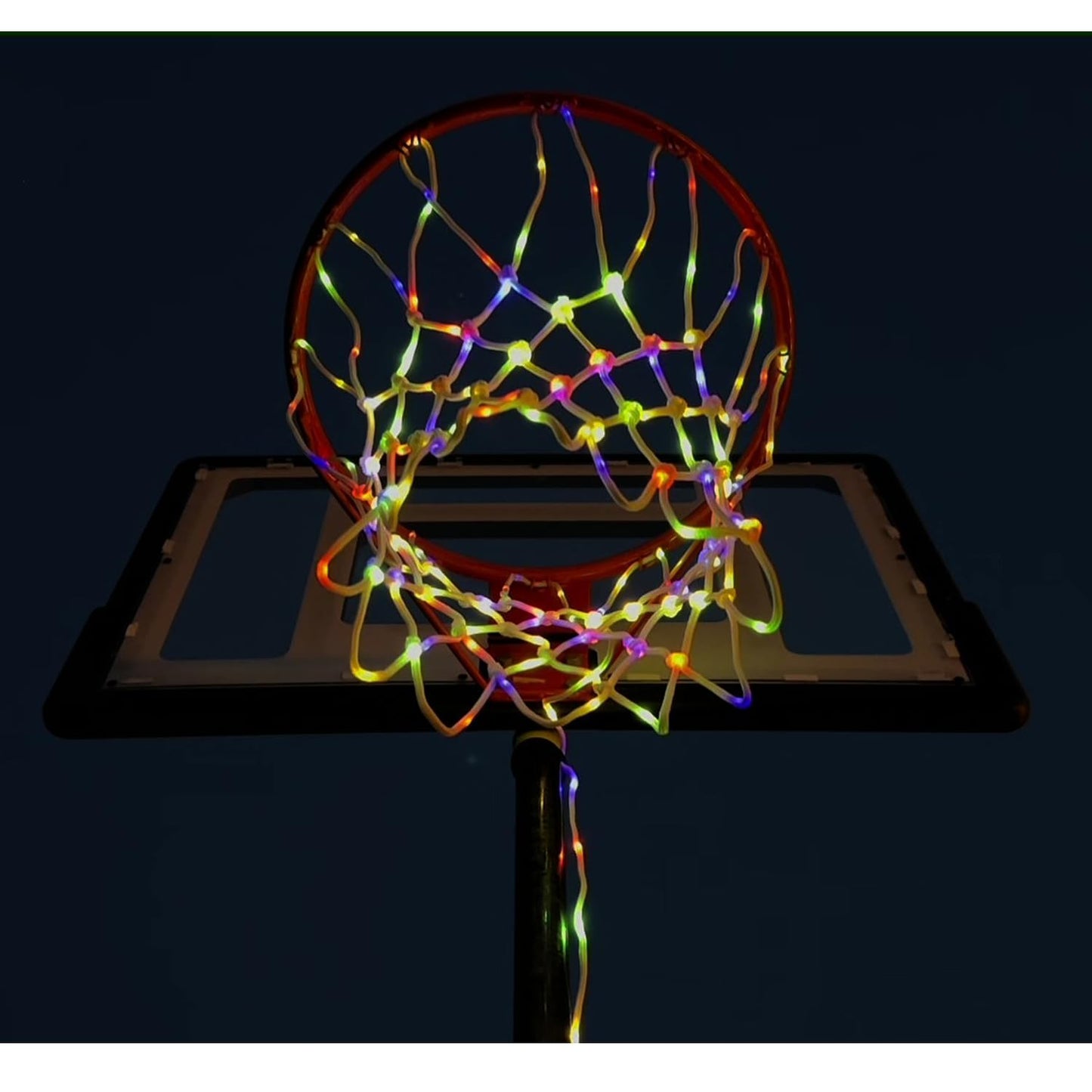 Mojedi Solar Powered RGB LED Basketball Net, Integrated Color Changing Light Up Basketball Hoop Net with Remote, 7 Colors 12 Modes, Waterproof Heavy Duty Replacement for Kids Adults Night Play Gift