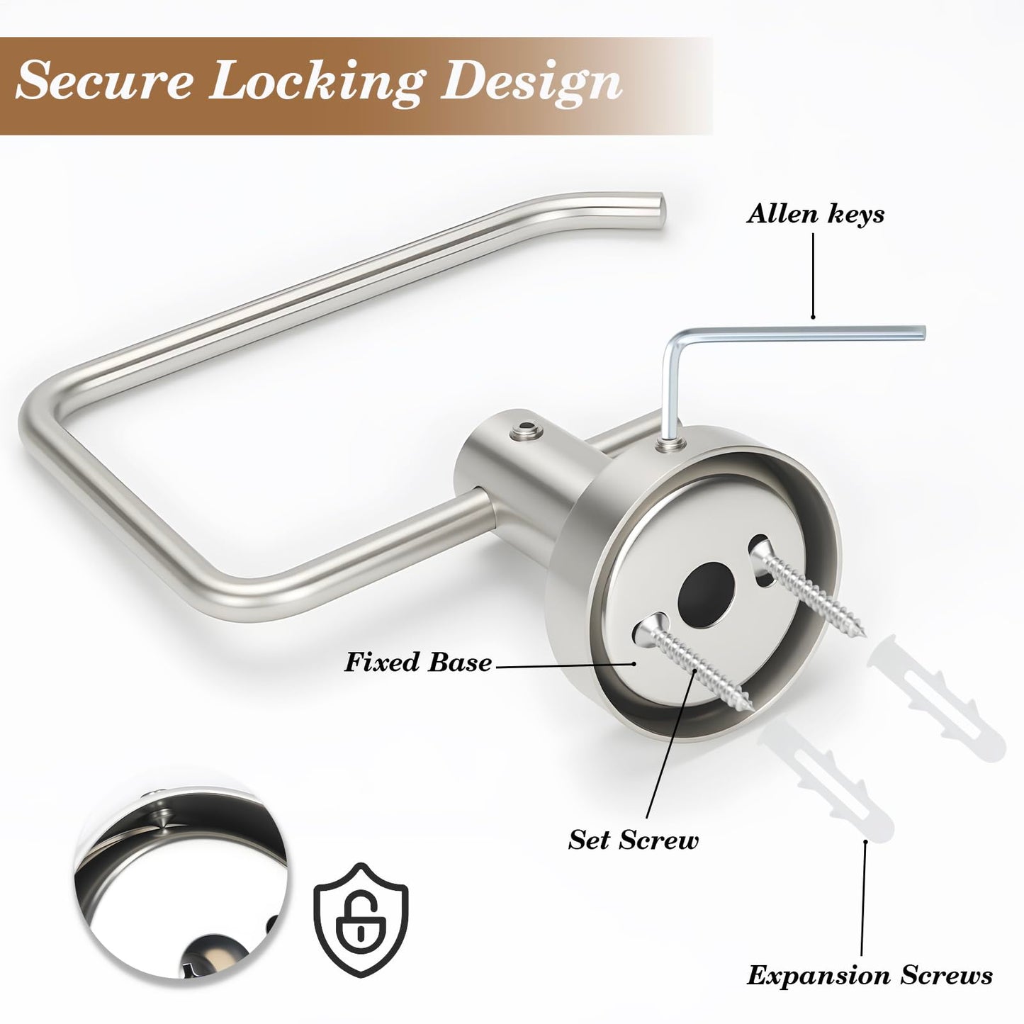 Aneder Brushed Silver Toilet Paper Holder, Stainless Steel Toilet Roll Holder Wall Mounted with Drill Installation, Fingerprint-Resistant & Rustproof Bathroom Tissue Holder