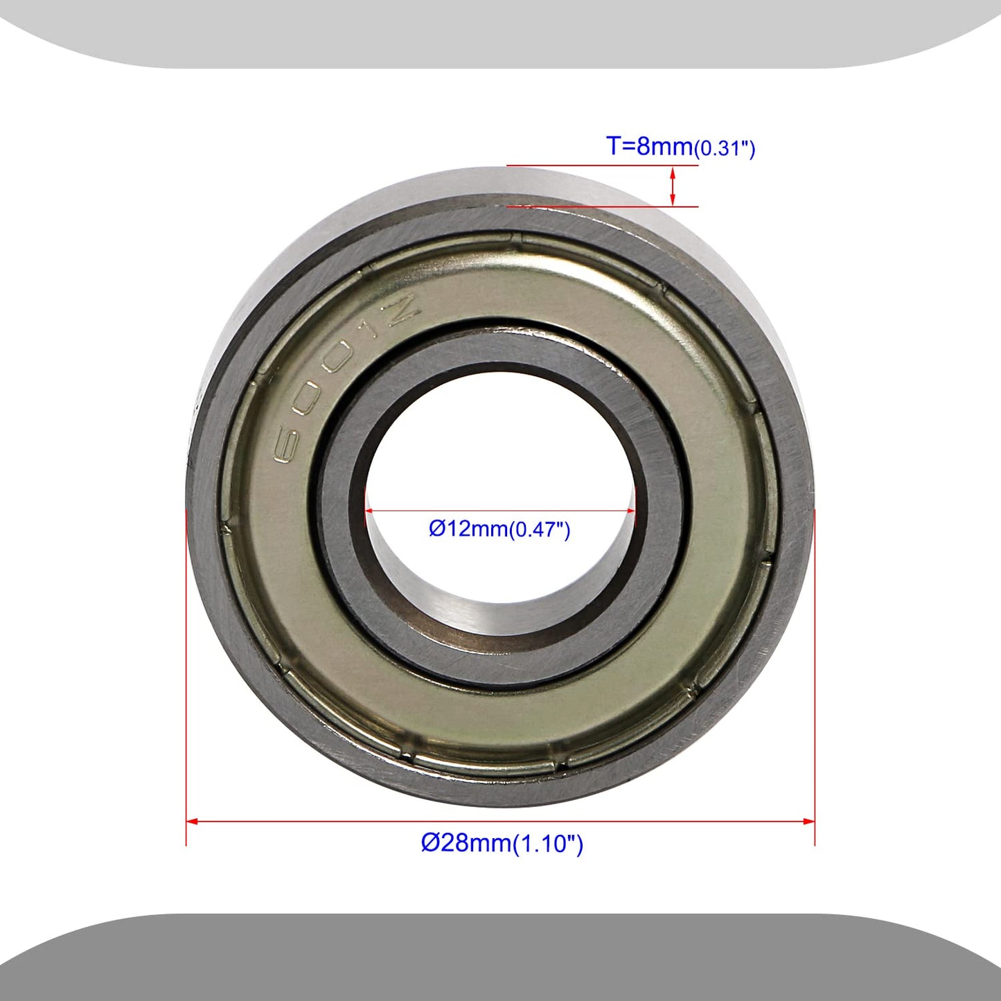 Aopin Skateboards Bearings Ball Bearings 6001Z (ID 28 x OD 12 x T 8 mm) Applicable for Skateboards, 3D Printer, Inline Skates, Roller Skates, Longboards, Scooters, 2 Pack