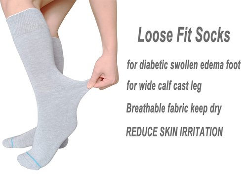 LORVVDE Cam Walker Walking Boot Socks Replacement Sock Liner for Orthopedic Boots Brace, Tube Sox for Air Cam Walkers and Fracture Cast Cover Grey 2 Pairs