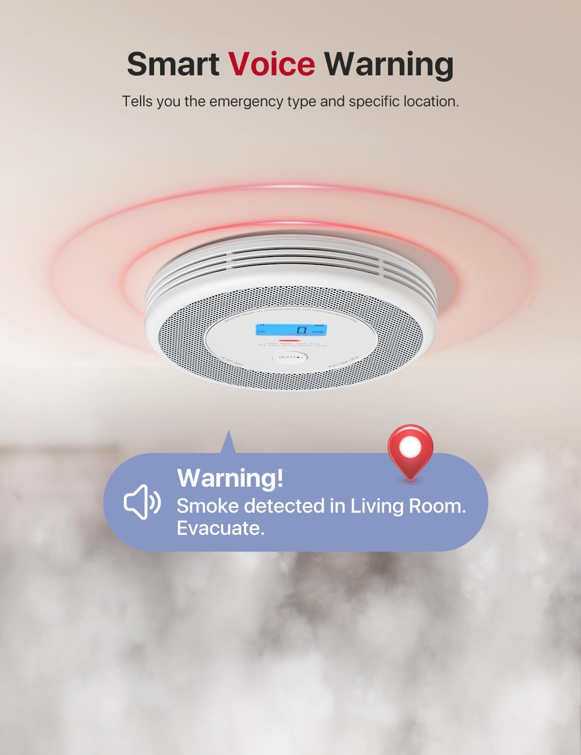 X-Sense Wi-Fi Smart Smoke & Carbon Monoxide Detector with Voice Alerts - Real-Time App Notifications, Model XP0A-iR