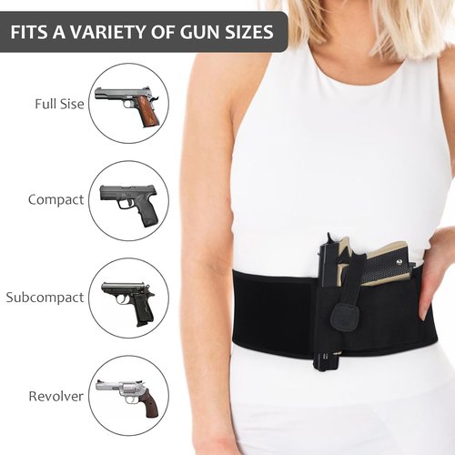 Accmor Belly Band Holster - Universal Concealed Carry Waistband Holster for Men & Women | Neoprene IWB 9mm Fit