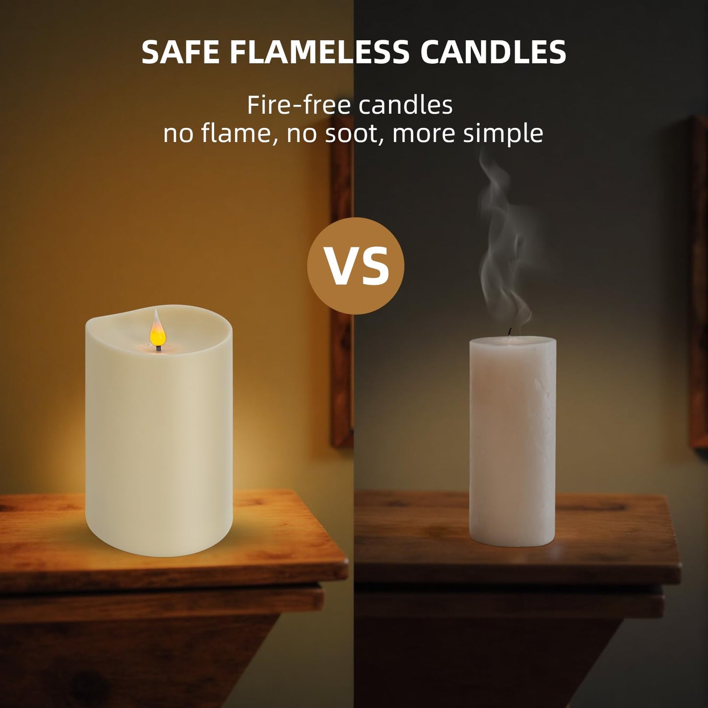 SUNGEGE Flameless LED Candle with Remote, 4x6 Inch Plastic Pillar Candle, Battery Powered, Flickering Flame with Timer & Dimming, Ivory – Safe, Realistic Home or Event Decor