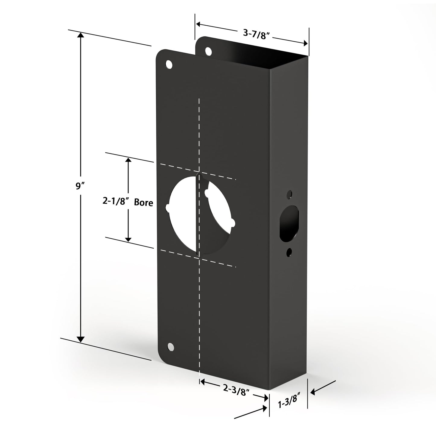 Door Knob Reinforcement Plate, Matte Black, Fits 1-3/8" Doors, 2-3/8" Backset, Door Lock and Door Knob Cover Plate, Deadbolt Cover Plate, Reinforce and Repair Wood or Metal Doors