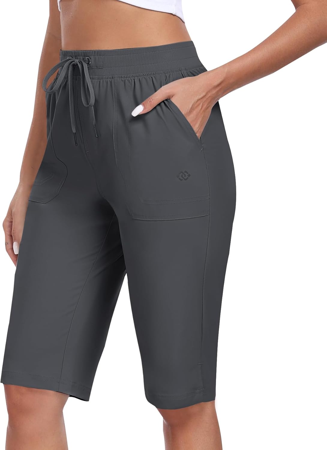 MoFiz Women's Quick-Dry Hiking Shorts - 13" Knee Length, Water-Resistant, 3 Pockets | Ideal for Travel & Golf