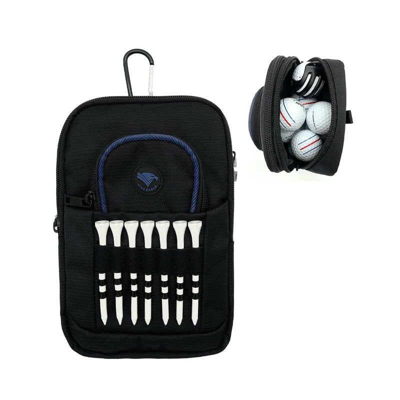 VIVA EAGLE Golf Pouch Bag with Detachable Clip | Multiple Zipper Pockets to Store Balls Tees Accessories Valuables - Navy