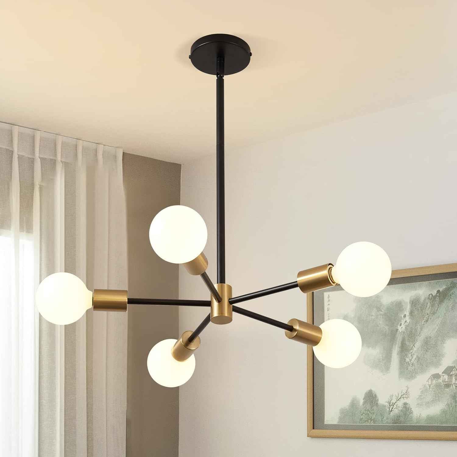 8-Light Gold Sputnik Chandelier - Modern Adjustable Ceiling Light for Dining Room, Kitchen & Foyer