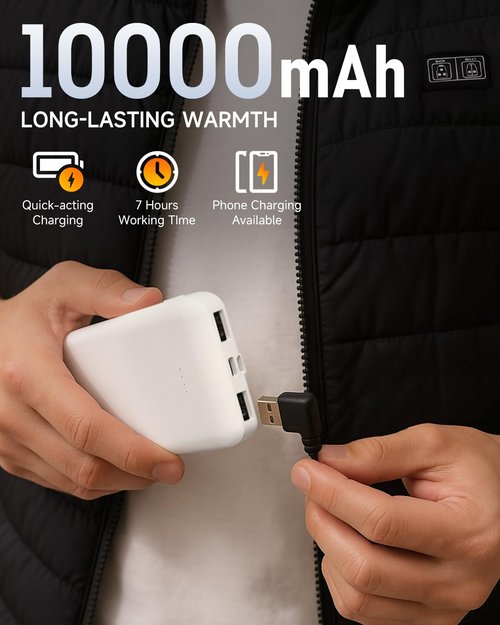 LABCOOL Heated Vest for Men Women with 10000mAh Battery Pack Included, Electric Body Warmer, Rechargeable Warm Vest