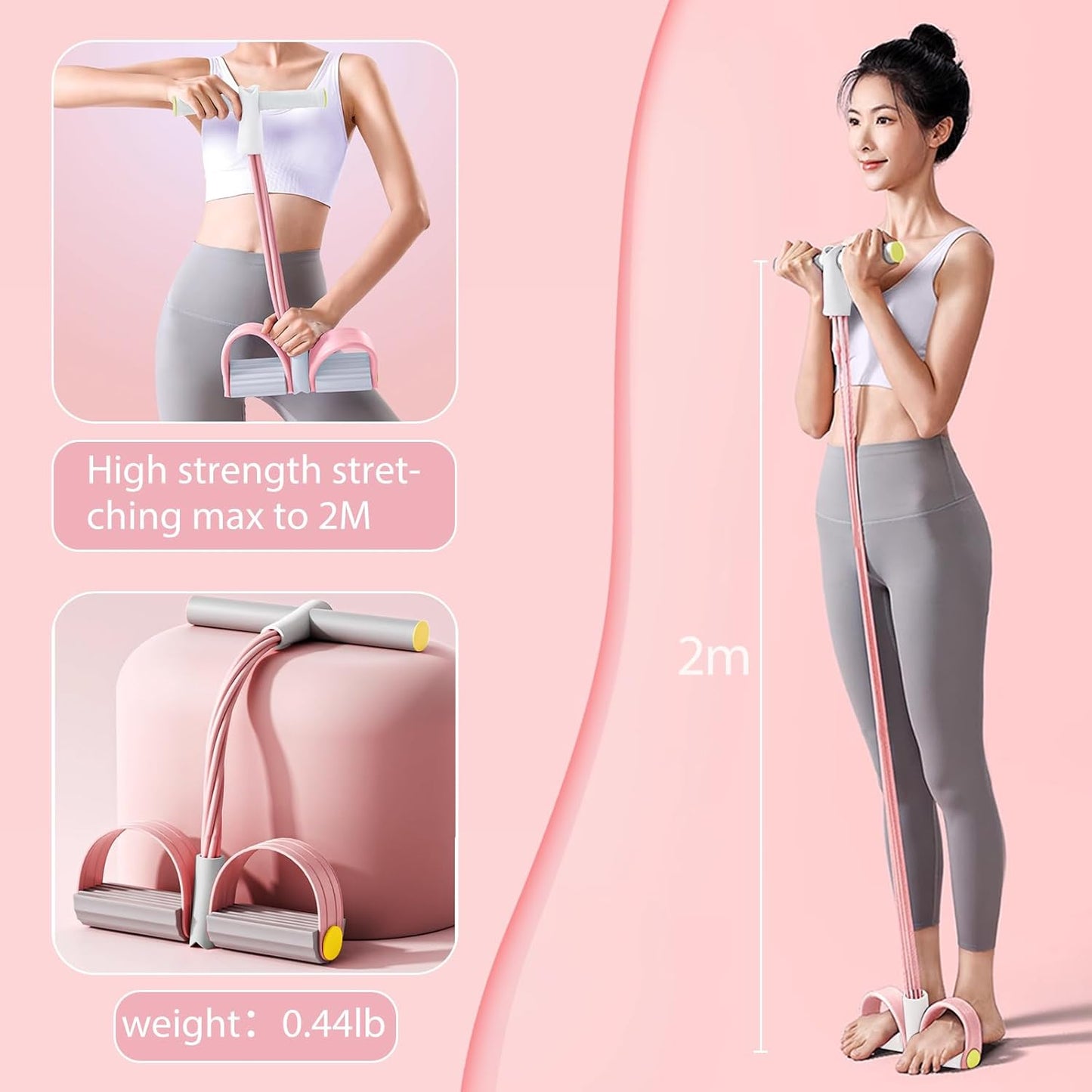 Skiennix Foot Pedal Resistance Band - 6-Tube Elastic Exercise Bands for Women | Jump Fitness & Stretching