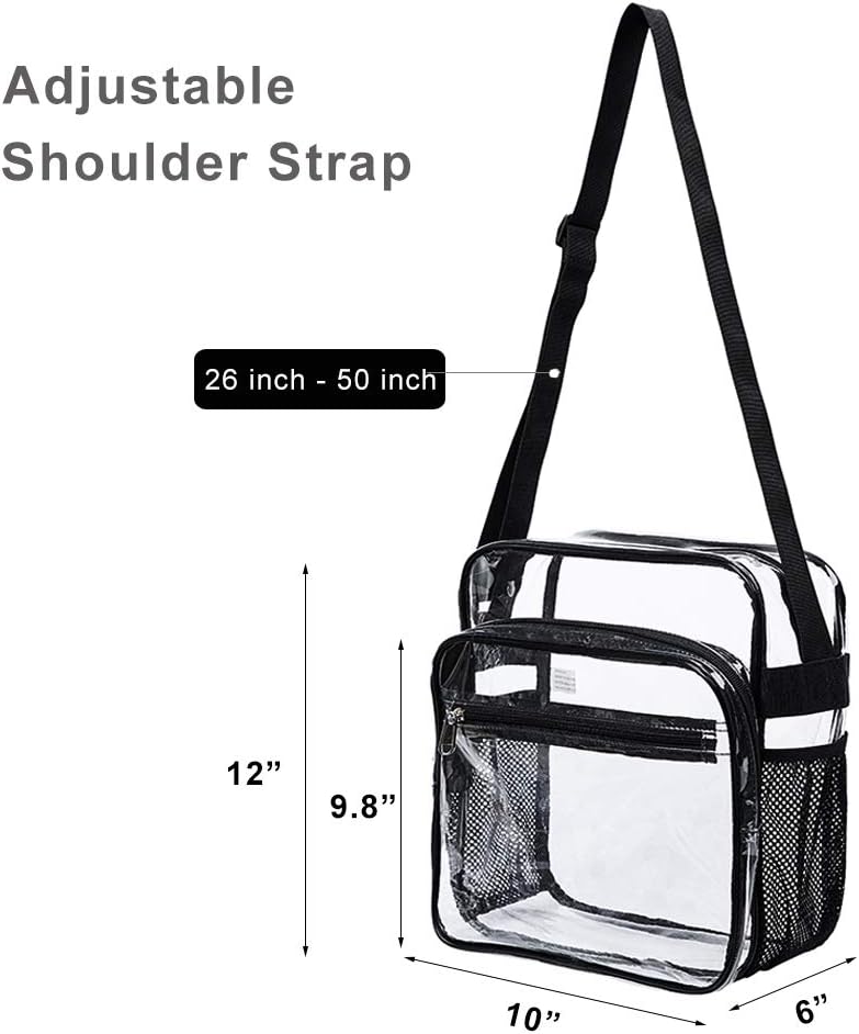 Skiennix Clear Stadium Approved Bag - Crossbody Messenger with Adjustable Strap for Events