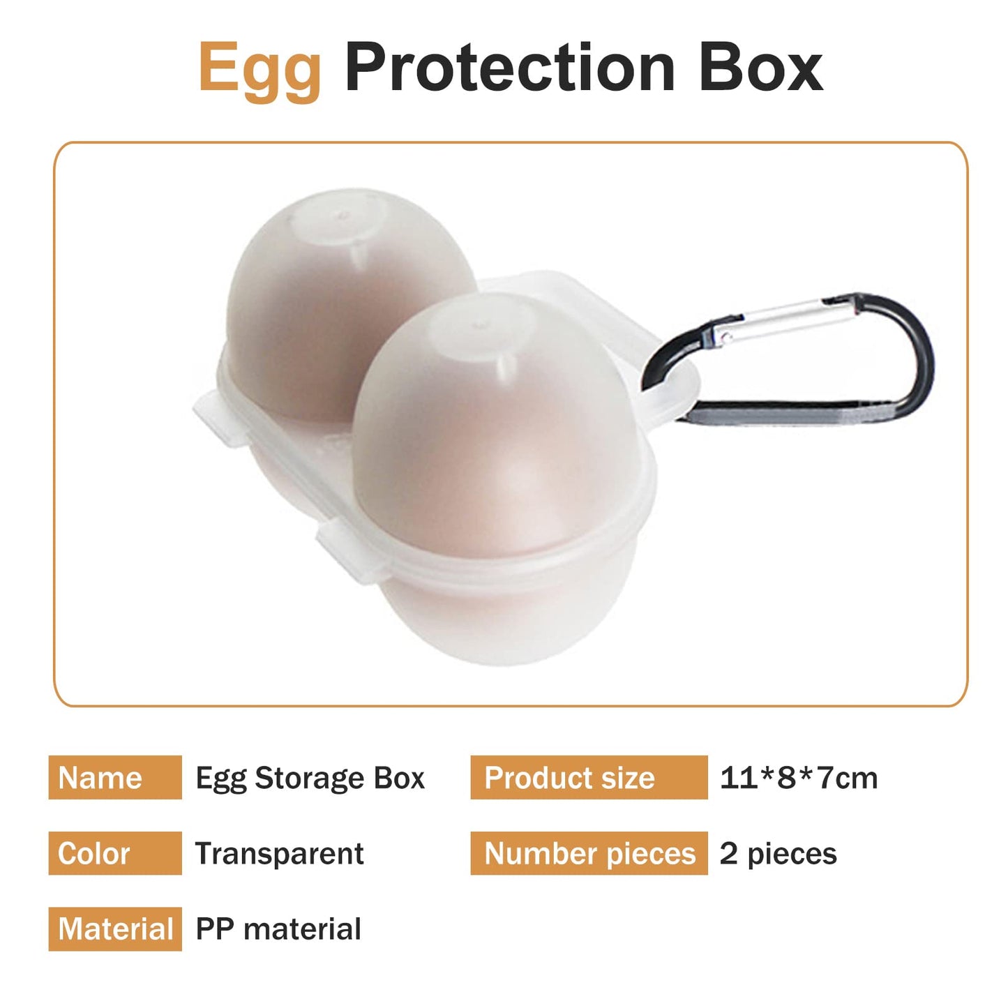 RoseFlower 2pcs Egg Holder Container, 2 Girds Plastic Egg Storage Box Shockproof Protection, Portable Egg Tray Carriage Dispenser for Camping Picnic Travel Kitchen Refrigerator Outdoor, Clear