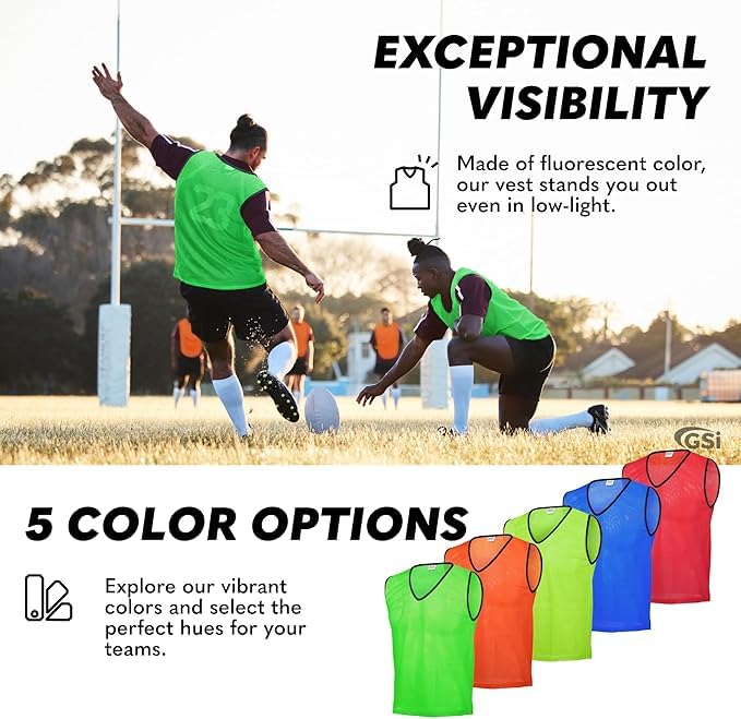 Breathable Mesh Training Pinnies for Soccer and Basketball - 6 Pack