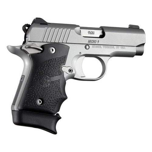 Hogue OverMolded Rubber Grip for Kimber Micro 9 (Ambi Safety) with Finger Grooves, Black - 39080