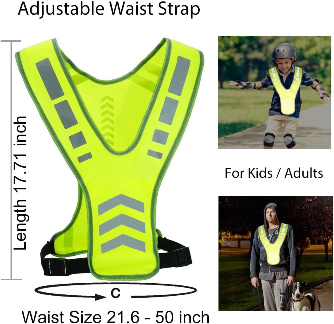Skiennix Reflective Running Vest - Safety Gear with Pocket for Men, Women & Kids | Ideal for Night Cycling & Jogging
