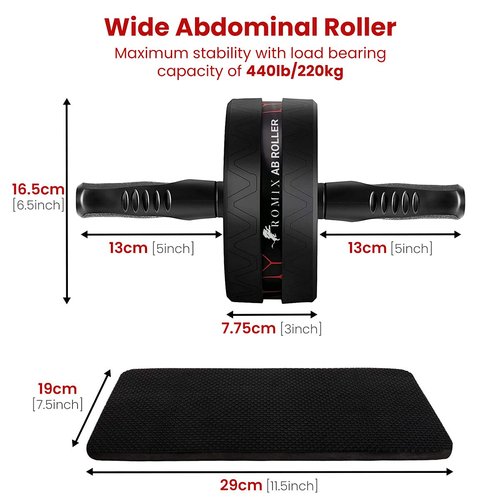 ROMIX Ab Roller Wheel, Wide Ab Wheel Roller with Extra Thick Knee Mat for Home Gym Fitness, Abs Workout Equipment for Abdominal and Core Strength Training for Men and Women, Exercise Wheels for Abs