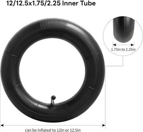 CR202 Heavy Duty Butyl Inner Tube - 12.5 x 2.25 Inch with Angled Valve Stem | 2-Pack for Bikes & Scooters