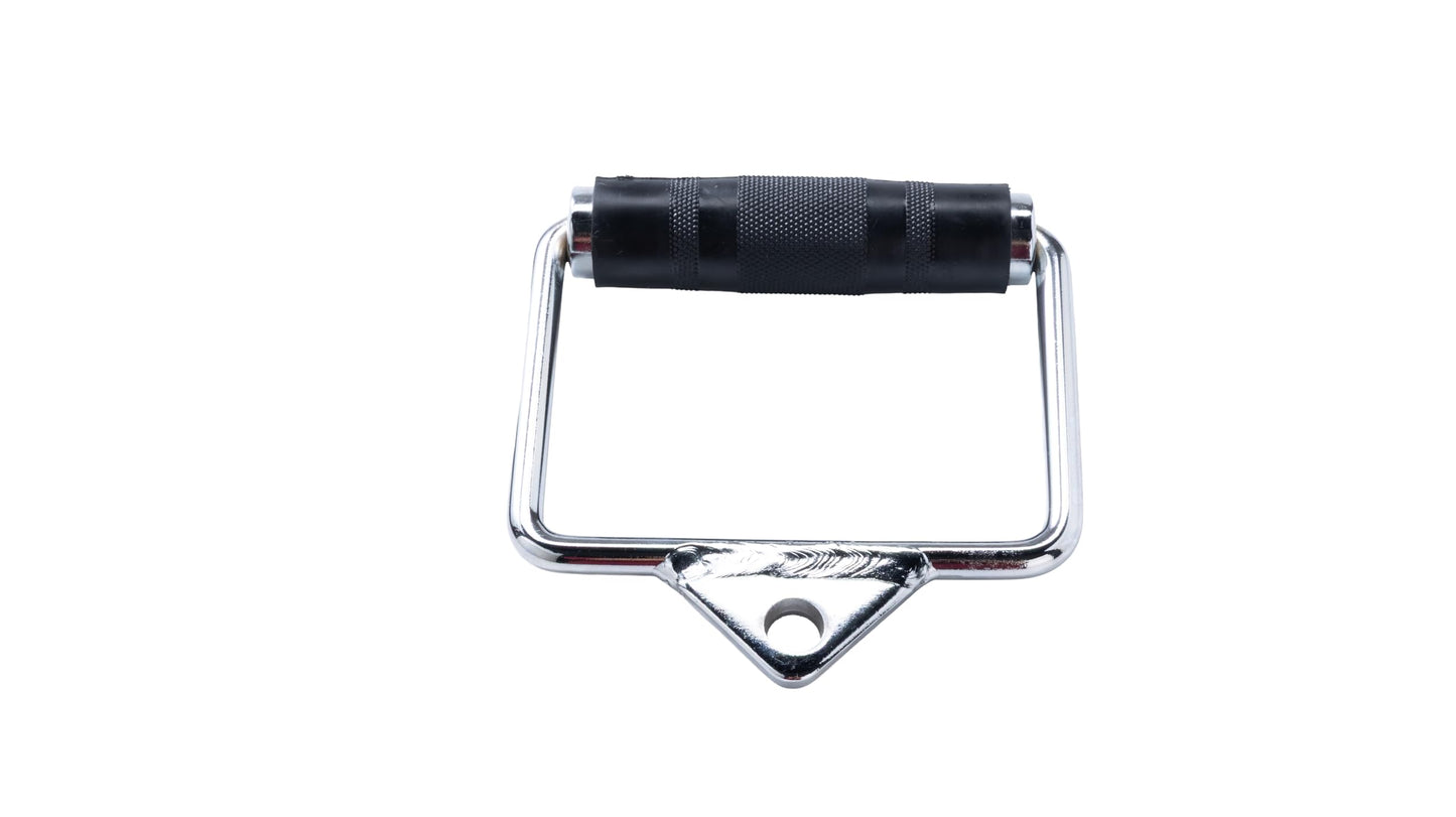 FITNESS MANIAC USA D Handle Cable Attachment, Pair, Exercise Machine Attachments with Rubber Handgrips Chrome, Chrome Knurled Stirrup Attachment Kit