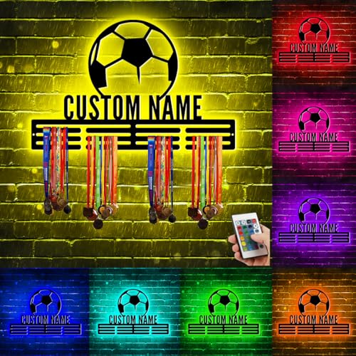 Custom Metal Soccer Medal Hanger Rack with LED Light - Soccer-03