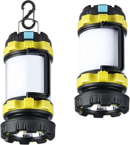 BOBKID Camping Lantern - Rechargeable LED Light with 1000LM, 6 Modes & IPX5 Waterproof - Green, 2 Pack