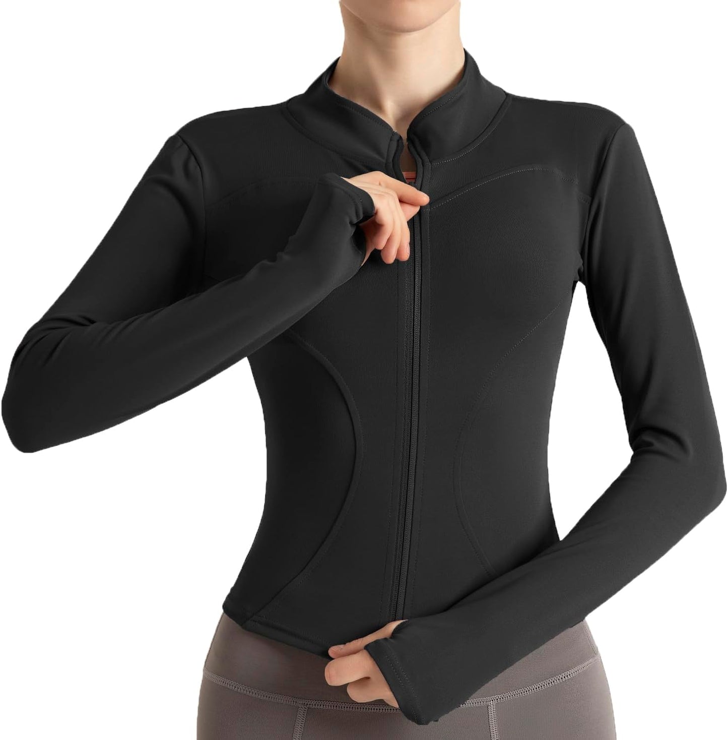 Skiennix Women's Lightweight Cropped Running Jacket - Slim Fit Athletic Top with Thumb Holes