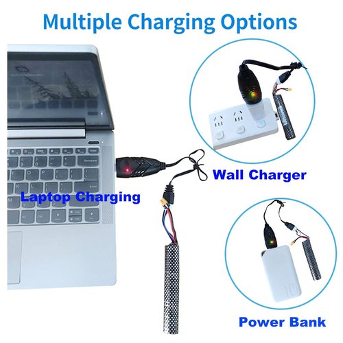 funkawa Water Bead Gel Ball Blaster 11.1V 2500mAh [Capacity and Discharge Upgraded ] Rechargeable Battery XT30 Plug with Charging Cable, Airsoft Battery 11.1V for Airsoft Gun Gel Ball Blaster(1-Pack)
