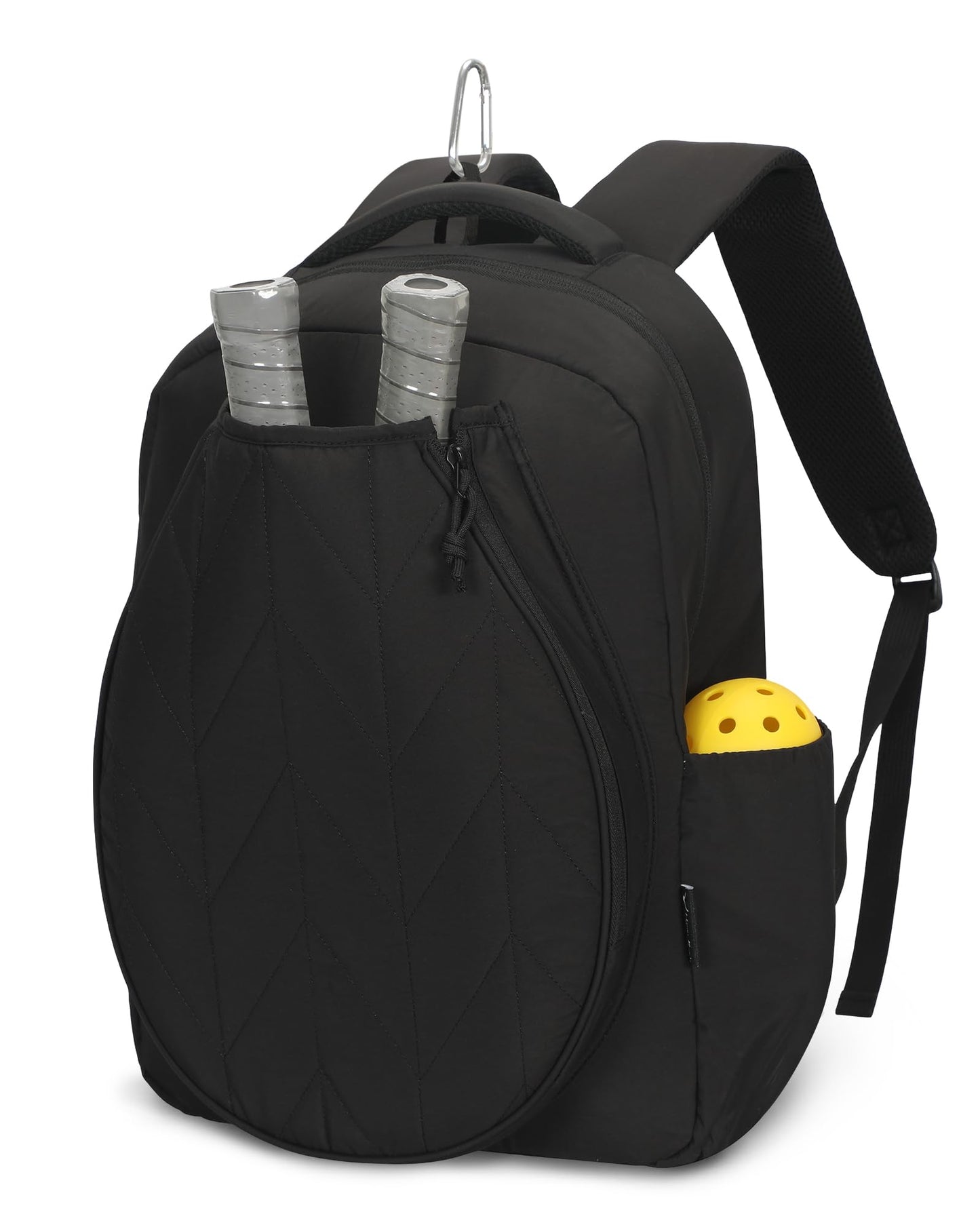 Hynes Eagle Pickleball Backpack Quilted Fits 2 Rackets with Wet Pocket Tennis Gym Backpack for Women Sport Daypack 22L Black