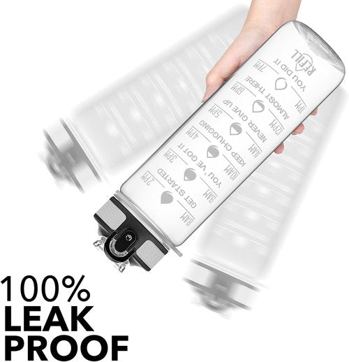 Hyeta 32 oz Motivational Water Bottle - Time Marker & Straw | Leakproof Fitness Hydration