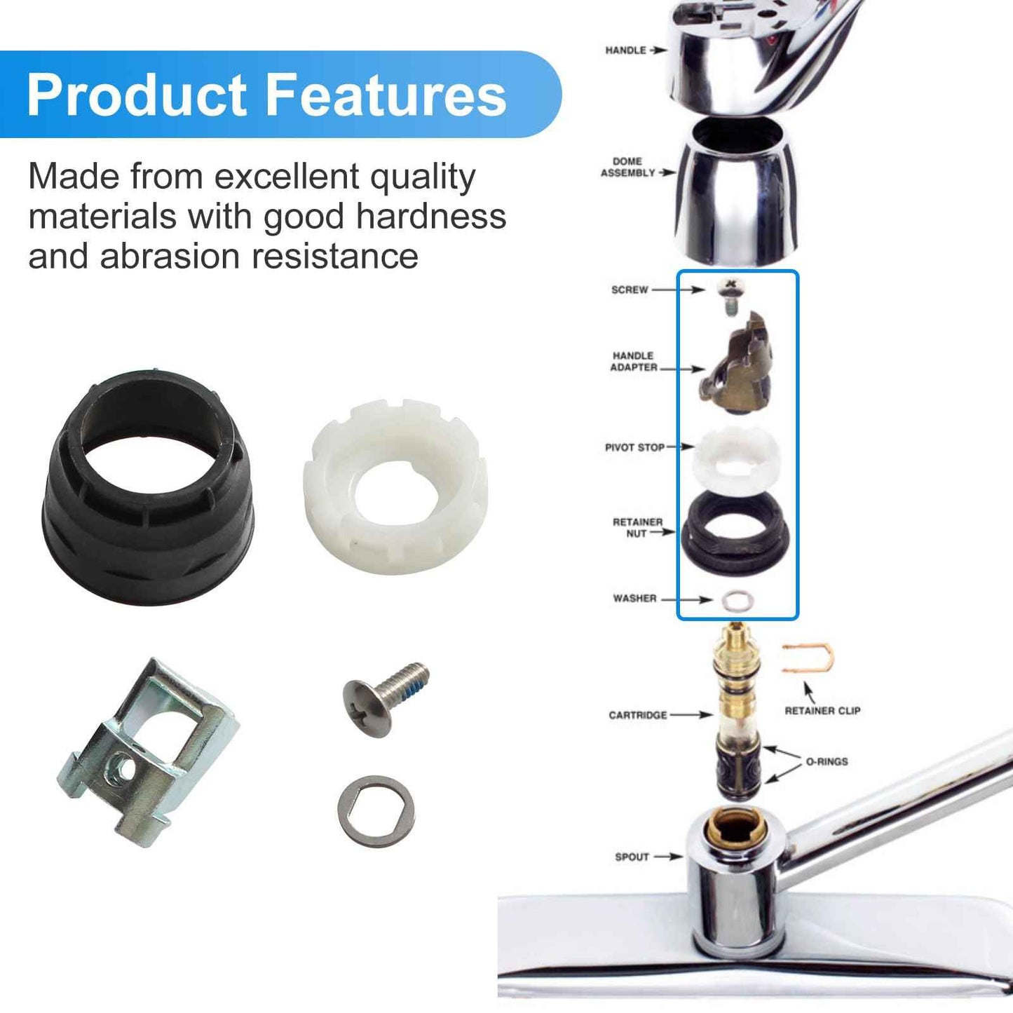 LEDBarz Moen Faucet Repair Kit 93980 - Replacement Single Handle Mechanism for Kitchen Parts
