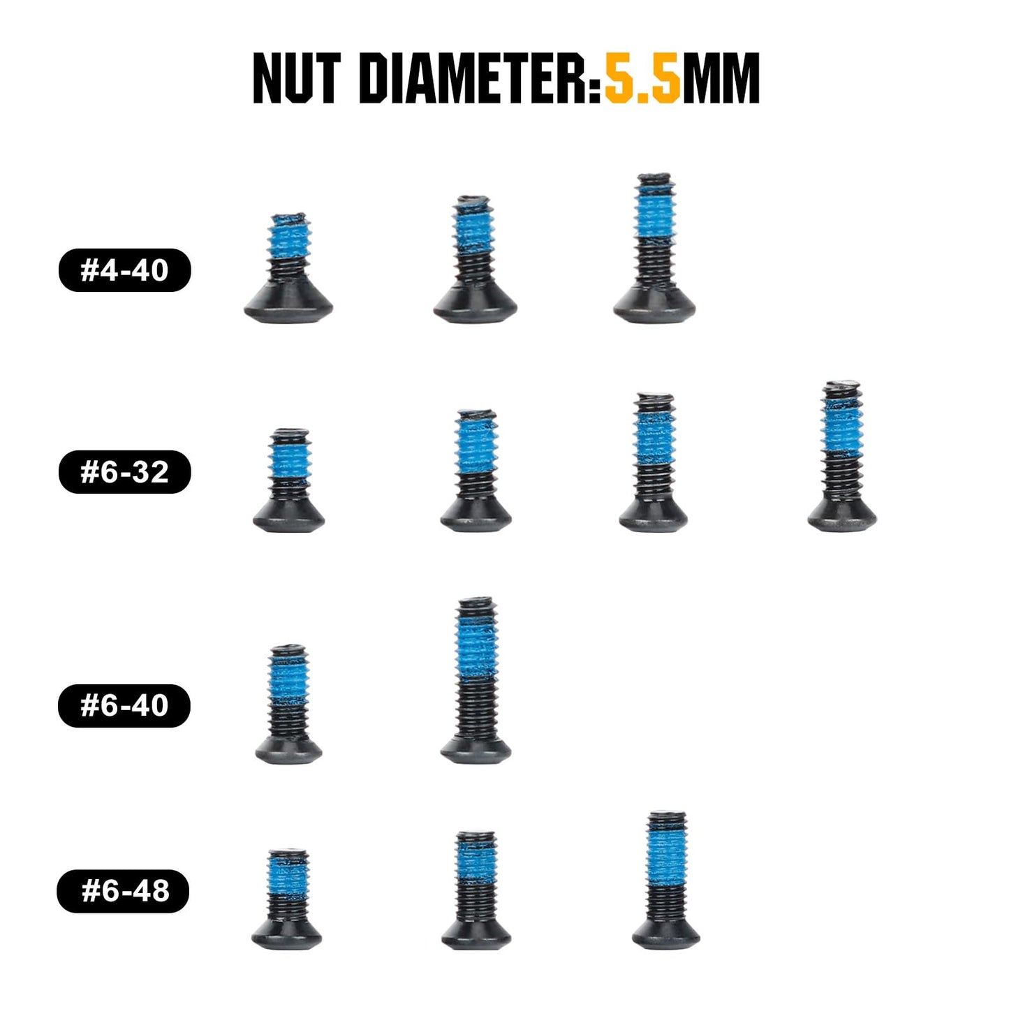 ohhunt Screw Set 68 Pcs for Red Dot Sight Optics and Mount Includes #6-48#4-40#6-32#6-40 M3 M3.5 and M4 Screw Types 7 Sets of Screws 4 in Each Set