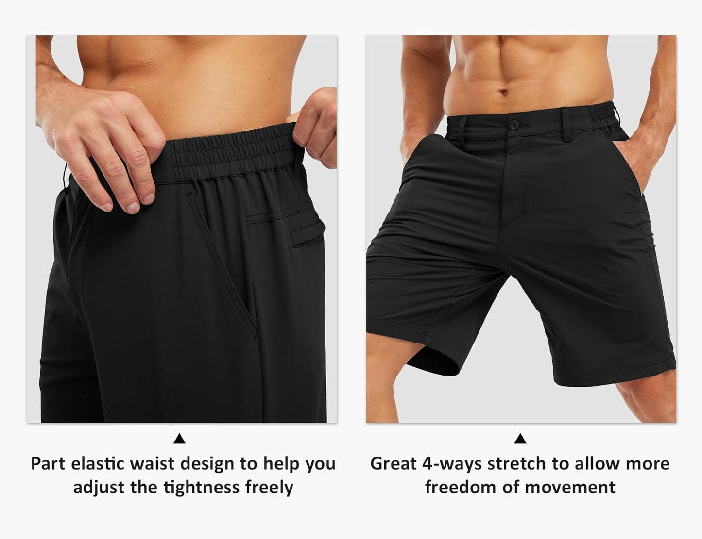 TBMPOY Men's Casual Golf Shorts - Lightweight Quick-Dry Fabric with 5 Pockets | Stretch Elastic Waist