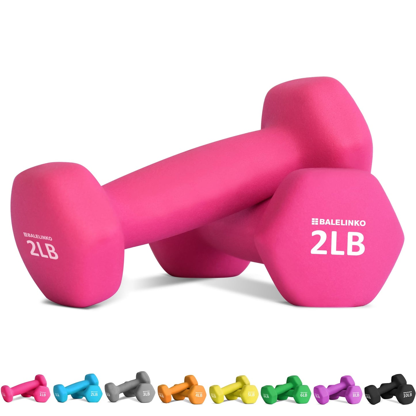 Balelinko Home Gym Equipment Workouts Strength Training Weight Loss Pilates Weights Yoga Sets Free Weights for Women, Men, Seniors and Youth, 2LB Pink, Pair